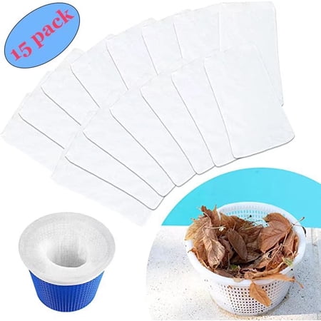15-Pack Swimming Pool Filter Skimmer Socks For Skimmers Cleans Debris Leaves for In-Ground and Above Ground Pools
