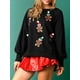 thumbnail image 3 of Lucakuins Sudadera con cuello redondo para mujer, holgada, con estampado de lentejuelas de Papá Noel, manga larga, para Navidad Lucakuins moda, 3 of 7