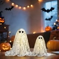 thumbnail image 4 of Luyimi Flip Sequin Lighted Ghost Halloween Decorations, 2 Sizes Reversible Silver Gold Glowing Ghosts, Cute Tabletop Halloween Decor for Mantel Shelf Desk Home Party B, 4 of 5