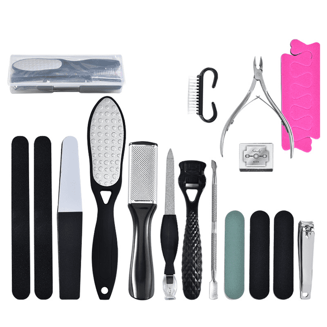 Professional Pedicure Kit Foot Files Set Tools Double Sided Files Exfoliating Washable 17 in 1