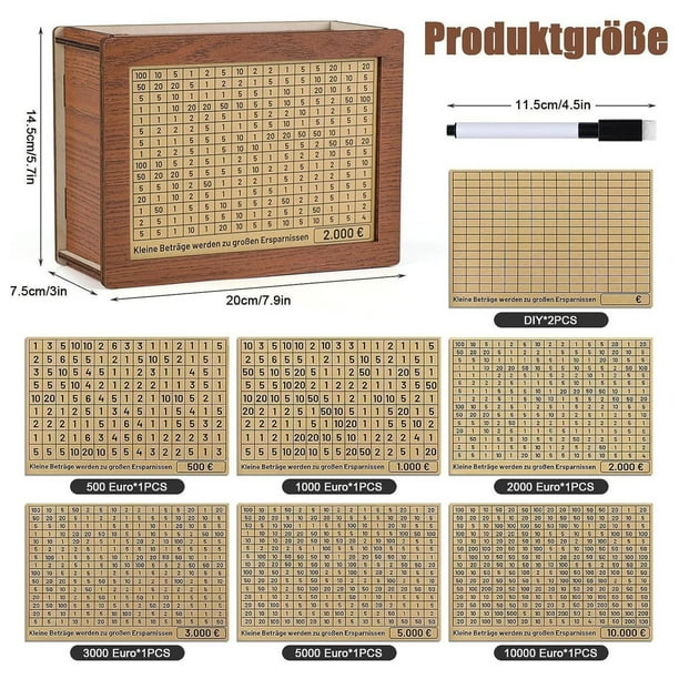 Hucha de madera para adultos Hucha portátil de madera con contador de números y contador de ahorros