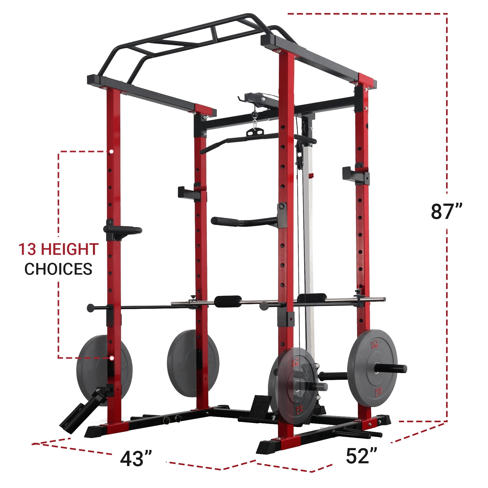 Buy ELEVTAB Power Rack Cage, Squat Rack with LAT Pulldown System