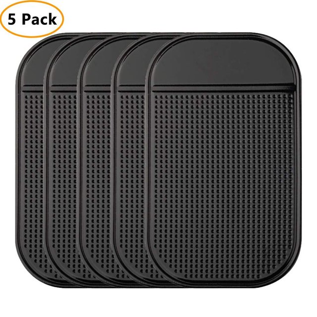 Car Dashboard Non Slip Mat, 5-Pack Anti-Slide Sticky Extra-Thick Dash Pad for Radar Detector, Cell Phone, Keys, Glass, Mirrors, Metal, GPS, Coins