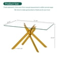 thumbnail image 2 of Kosynda 51.18" Tempered Glass Dining Table with Metal Legs, Rectangular Kitchen Table with Clear Tabletop for Dining Room, Living Room, Office, Apartment, Gold, 2 of 11