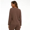 thumbnail image 2 of MecTo Women Pajamas Sets, Lady Waffle Button Down Shirts Long-Sleeved PJ, Brown, 2 piece, Size S, 2 of 8