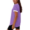 thumbnail image 6 of FNFYFH Womens Workout Tops Loose Fit Short Sleeve Athletic Shirts Color Block Gym Clothes Outfits Sun Protection T Shirts, 6 of 10