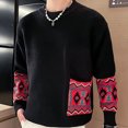 thumbnail image 2 of Suéteres de punto de manga larga para hombre, cuello redondo, ropa popular coreana, suéteres de punto para hombre, ofertas de ropa de moda 2024, 2 of 5