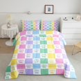 thumbnail image 2 of Erosebridal Cute Cherry Comforter Sets Queen Size,Geometric Grid Bedding Queen Comforter Set,Gradient Decoration,Reversible,Ultra Soft,3 Pieces, 2 of 7