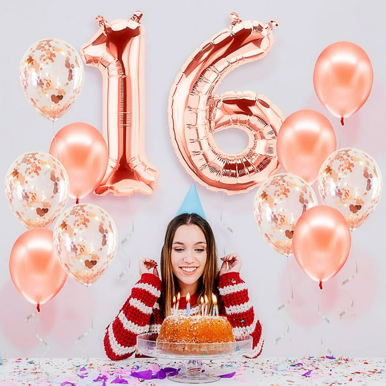 Bluelves Décorations De 16 Ans Pour Anniversaire En Or Rose Noir, Décorations D'anniversaire Pour 16 Ans Pour Homme Et Femme