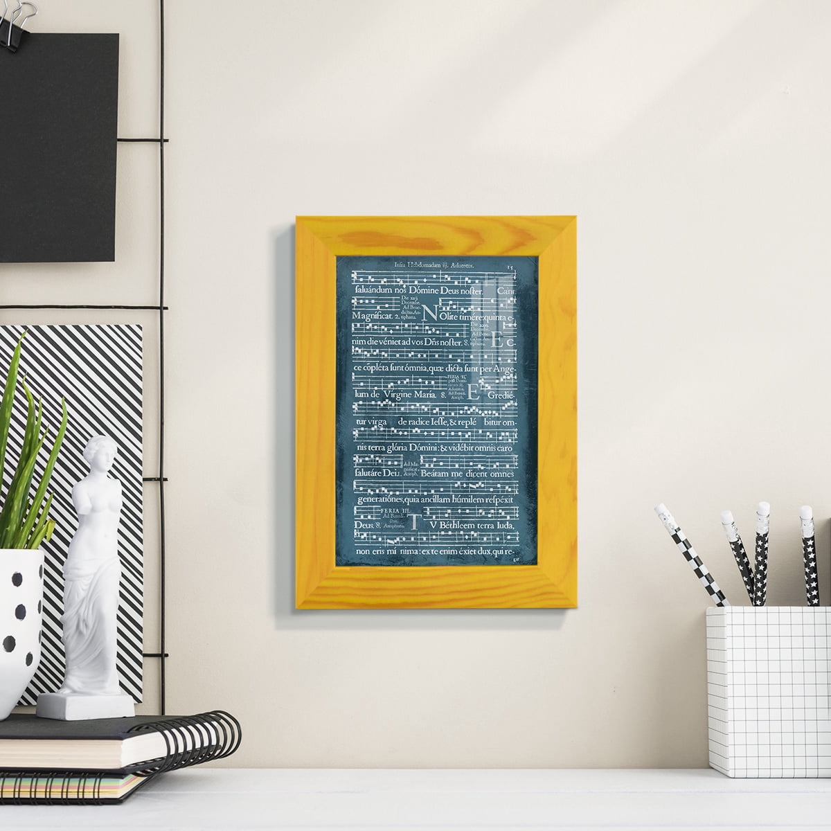 Graphic Songbook II - Framed Print w/glass - Sunflower Yellow