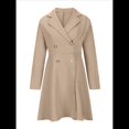 thumbnail image 3 of Vestido Blazer Elegante de Doble Botonadura, Corte Entallado, con Solapa con Muesca, Larga, Informal, para Eventos de Trabajo Caqui XL, 3 of 8
