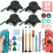 34-in-1 3D Analog Joystick Replacement Fit for Nintendo Switch/Lite/OLED Joy-Cons, TSV 4pcs Left Right Analog Joystick Thumbstick Sensor w/ Screwdriver Repair Tool Kits, Switch DIY Accessories