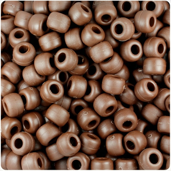 BeadTin Chocolate Matte 9mm Barrel Pony Beads (500pc)