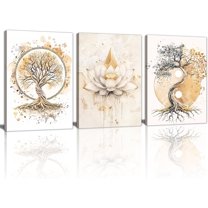 Calm Zen Butterfly Canvas Wall Art, Blue Water Lily Pond Pictures Zen Stones White Lotus Flower Paintings Yoga Spa Spiritual Meditation Room Painting Decor Poster Art Prints（Only canvas）