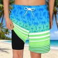 thumbnail image 3 of LRen Boys Swim Trunks Size 6,Boys Swim Trunks with Compression Liner Quick Dry Kids Bathing Suit Boys Board Shorts Swimsuit Boys Swim Shorts,Green, 3 of 4