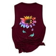 thumbnail image 4 of CEHVOM Womens Tank Tops Casual Loose Fit Plus Size Sunflower Printed Tee Shirts, 4 of 6