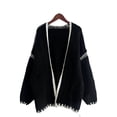 thumbnail image 1 of Women'S Oversized Cardigan Sweaters Fall Long Lantern Sleeve Knit Open Front Black XL, 1 of 6