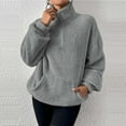 thumbnail image 4 of STETMN Women's Sherpa Sweatshirt Quarter Zip Fleece Long Sleeve Pullover Tops with Pocket, 4 of 8