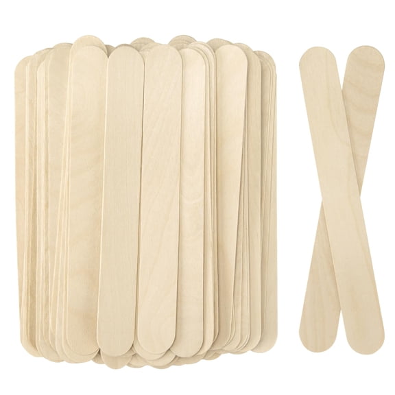 90PCS 8'' Extra Large Craft Sticks, Natural Wood Jumbo Sticks for Waxing, Ice Cream, DIY Projects, Hair Removal, Plant Labels, Activities, Tongue Depressors, beige