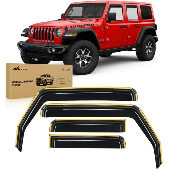 Nilight Window Visor Compatible with Jeep Wrangler JL/Jeep Gladiator 2018 2019 2020 2021 2022 2023 2024 Vent Window Visors,Rain Guards Acrylic-4pcs