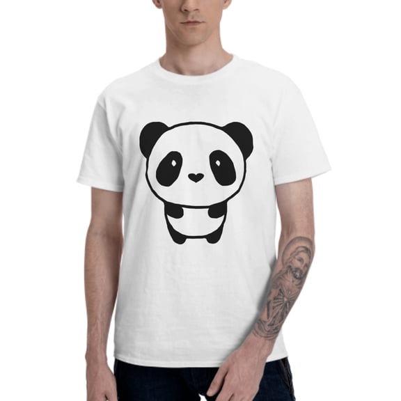 Cute Panda Men's T-Shirt Cotton 100% Summer Tops Fashion Casual Giant Panda Short Sleeves for Men Women Round Collar Top Tees