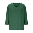 thumbnail image 4 of Pxxlle Summer Tshirts Shirts for Women Loose 3/4 Length Sleeve Tshirt Comfy V Neck T Shirts Solid Color Classic Fit Tops, 4 of 6