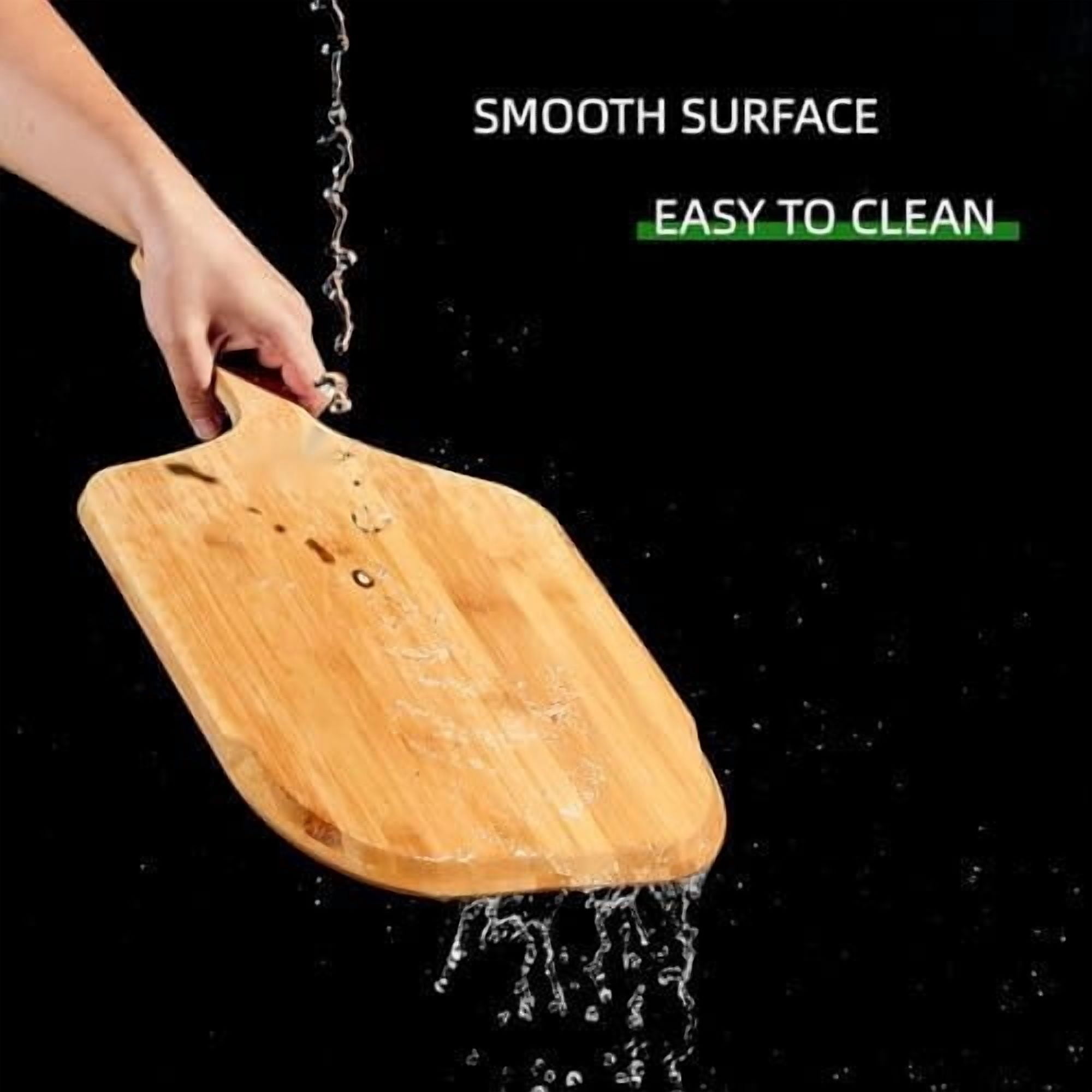 Pizza Peel 12 inch, Bamboo Pizza Paddle Spatula - Wooden Serving Board, Oven Accessory for Baking Homemade, Wood Cutting Board for Cheese Bread Fruit Vegetables