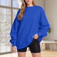 thumbnail image 2 of vigerkar Crewneck Sweatshirts Women Comfort Oversized Sweatshirt Cozy Fleece Pullover Sweatshirts No Hood Soft Cute Fall Tops (Blue, XL), 2 of 4