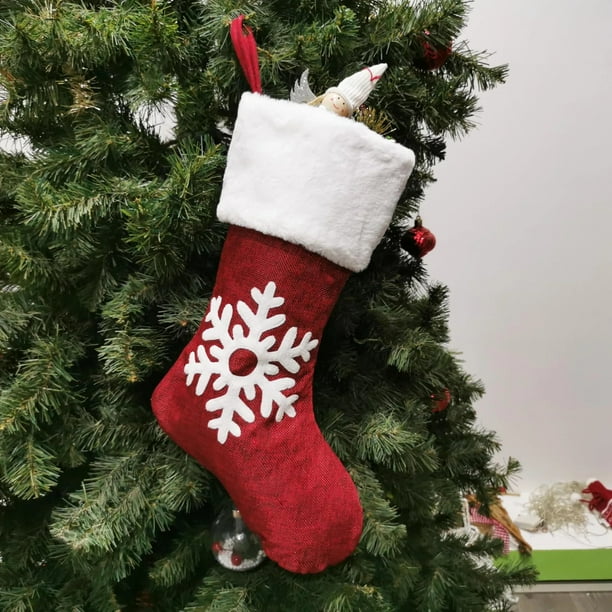 Calcetines rojos bordados para regalo de Navidad, medias de Papá Noel, dulces, bolsas de regalo de Papá Noel, Feliz Navidad, recuerdo para niños, 2024