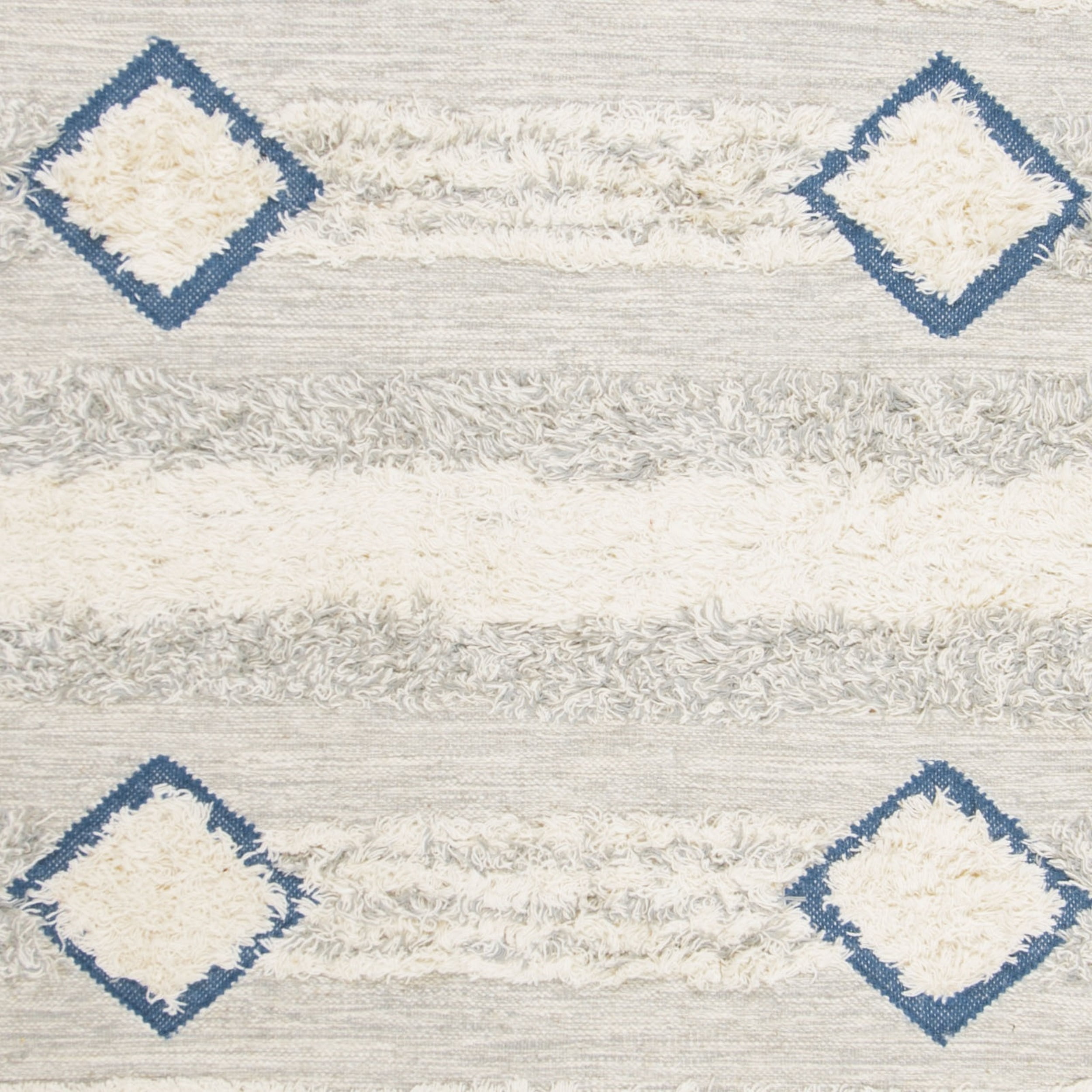 SAFAVIEH Kenya Linnaea Geometric Diamonds Fringe Area Rug, Grey/Ivory, 9' x 12'