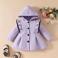 thumbnail image 2 of JUMEYU Baby Girls Jacket Infant Toddler Baby Girls Hooded Ruffle Button Coat Winter Outerwear 12 18 Months (Light Purple,12-18 Months), 2 of 9
