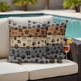 thumbnail image 4 of Haze Blue Brown Outdoor Waterproof Pillow Covers, Rustic Farmhouse Dog Paw Vintage Decorative Square Throw Pillowcase Sofa Cushion Sham for Patio/Couch/Chair, 18"x18" 2 Pack, 4 of 8
