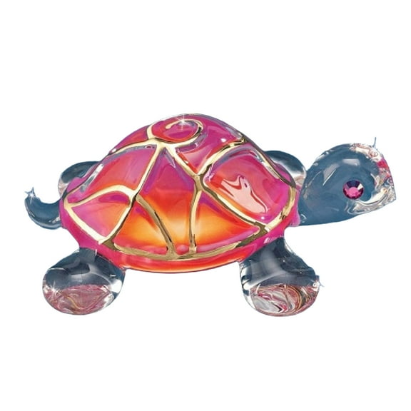 Sunrise Turtle Handcrafted Glass Figurine with 22k Gold Trim QGM6721