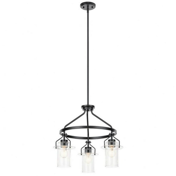 3 Light Medium Chandelier in Vintage Industrial Style-19.5 inches Tall and 22.75 inches Wide-Black Finish Bailey Street Home 147-Bel-4771105
