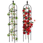 Garden Obelisk Trellis for Climbing Plants 6FT Rustproof PE Coated Iron Potted Plant Climbing Support, Thickened Tube Plant Tower Trellis for Clematis Vine Support Outdoor Indoor (2Pcs Set)