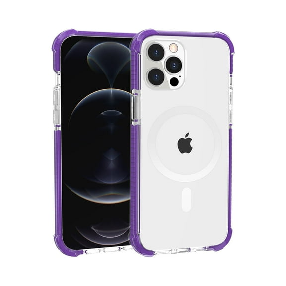 For Apple iPhone 15 Pro (6.1") Hybrid Acrylic Transparent Hard PC   TPU Color Frame Bumper Compatible with MagSafe Cover ,Xpm Phone Case [ Clear / Purple ]