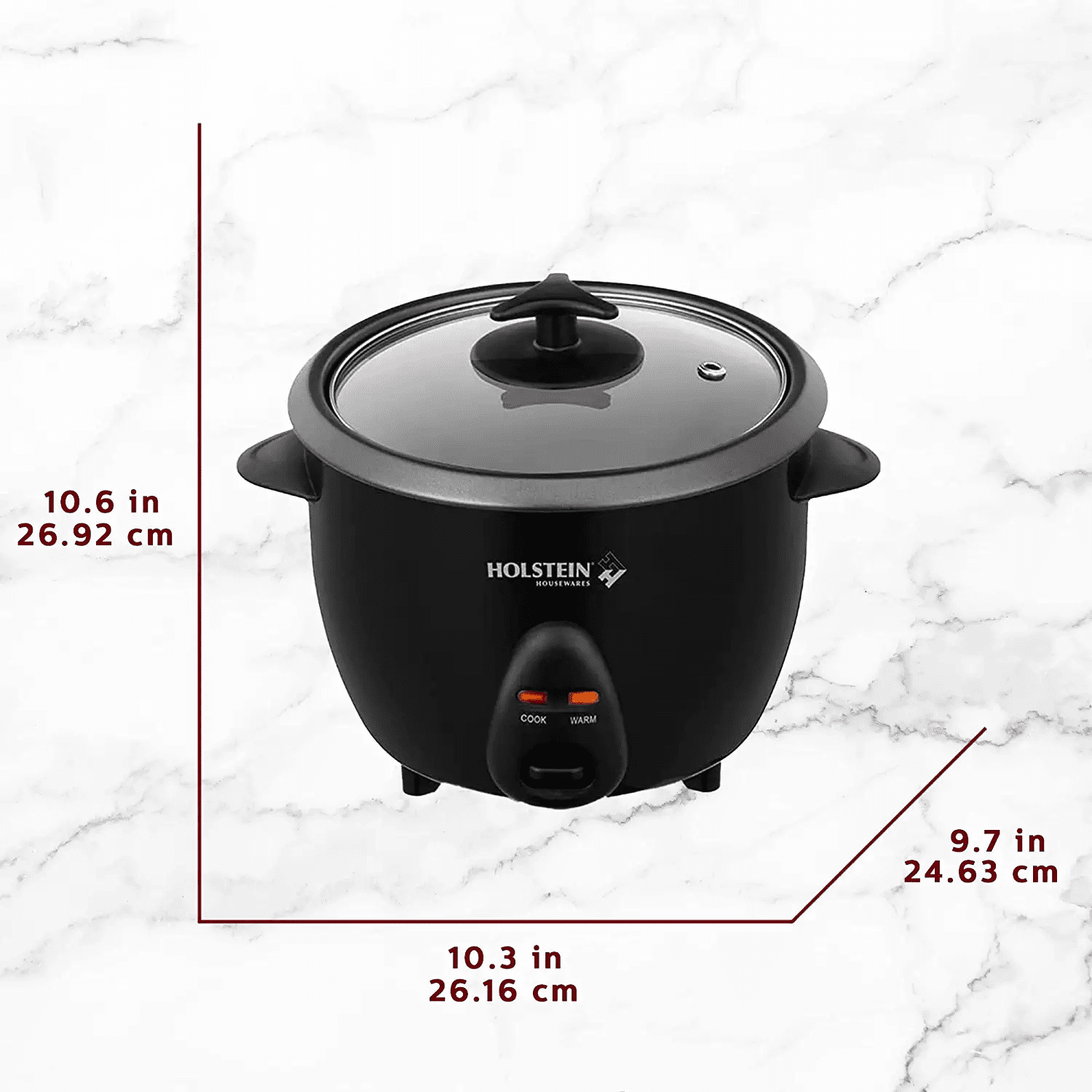 HOLSTEIN HOUSEWARES 5-Cup Black Rice Cooker with Non-Stick Inner Pot, Glass  Lid, Measuring Cup, Rice Scoop, Automatic Warm and Cook Function  HH-09171005B - The Home Depot