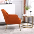 thumbnail image 3 of Velvet Accent Chair, Modern Velvet Vanity Chair for Makeup Room, Comfy Upholstered Leisure Chair with Arm, Back and Solid Metal Legs for Bedroom, Home Arm Chair for Living Room, Orange, 3 of 10