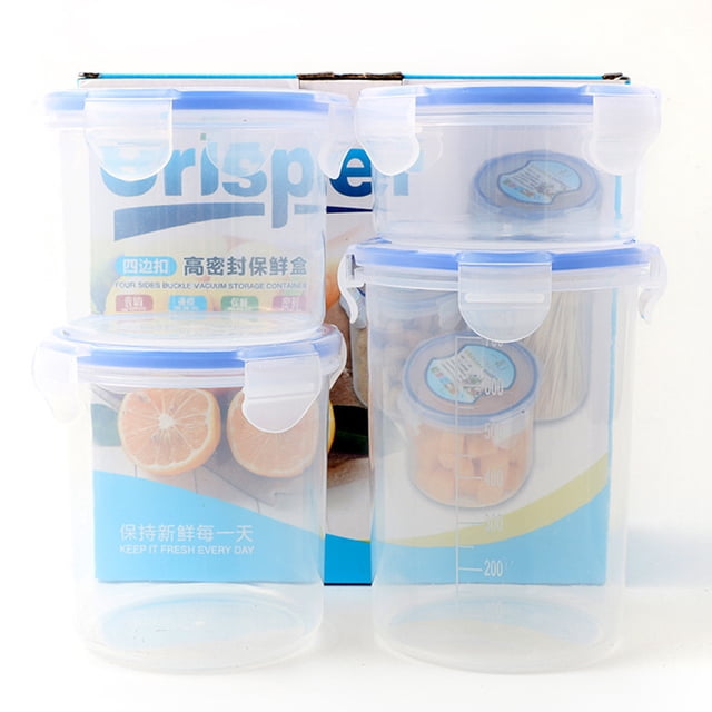 Tarro sellado de plástico transparente para el hogar, caja de almacenamiento de granos diversos para cocina, depósito de alimentos, lata de mantenimiento fresco de cuatro piezas