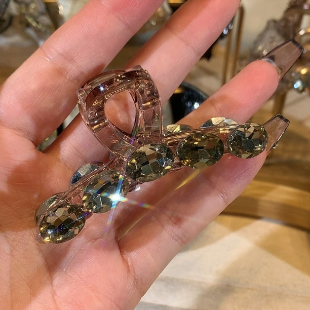 Pinza para el pelo de cristal brillante para mujer - Diseño grande para la nuca, sujeción segura, decoración elegante - para peinados recogidos y moños