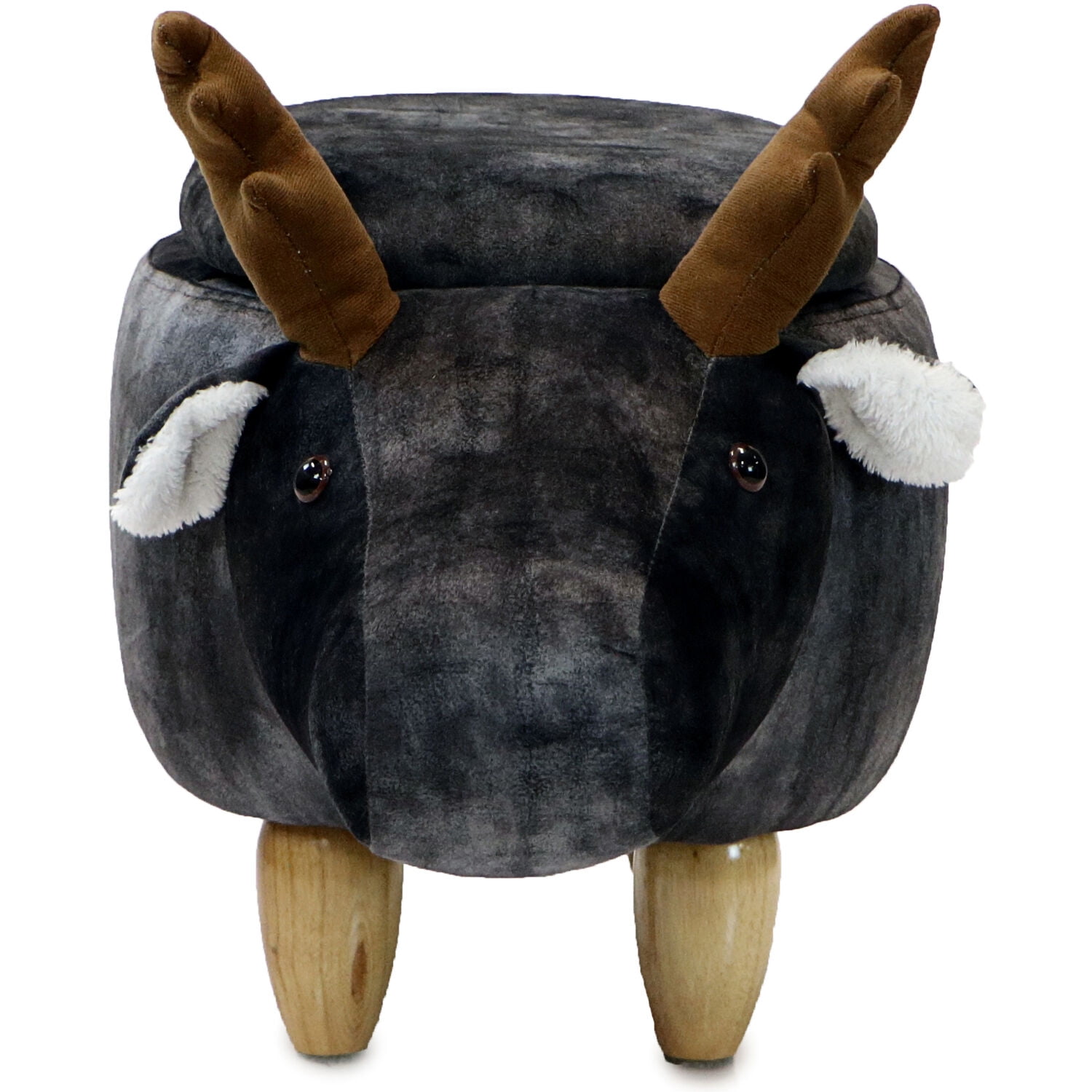 Critter Sitters 15-In. Seat Height Dark Gray Elk Animal Shape Storage Ottoman - Furniture for Nursery, Bedroom, Playroom, and Living Room Decor
