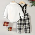 thumbnail image 2 of 18-24 Months Newborn Bodysuit Romper Toddler Boy Clothing Sets Plaid Shirt Bowtie And Suspender Strap Pants Outfits Long Sleeve Newborn Fall Winter Clothes,Black Jumpsuit, 2 of 8