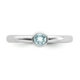 thumbnail image 4 of 925 Sterling Silver Stackable Expressions High 4mm Round Aquamarine Ring Size: 5; for Adults and Teens; for Women and Men, 4 of 5