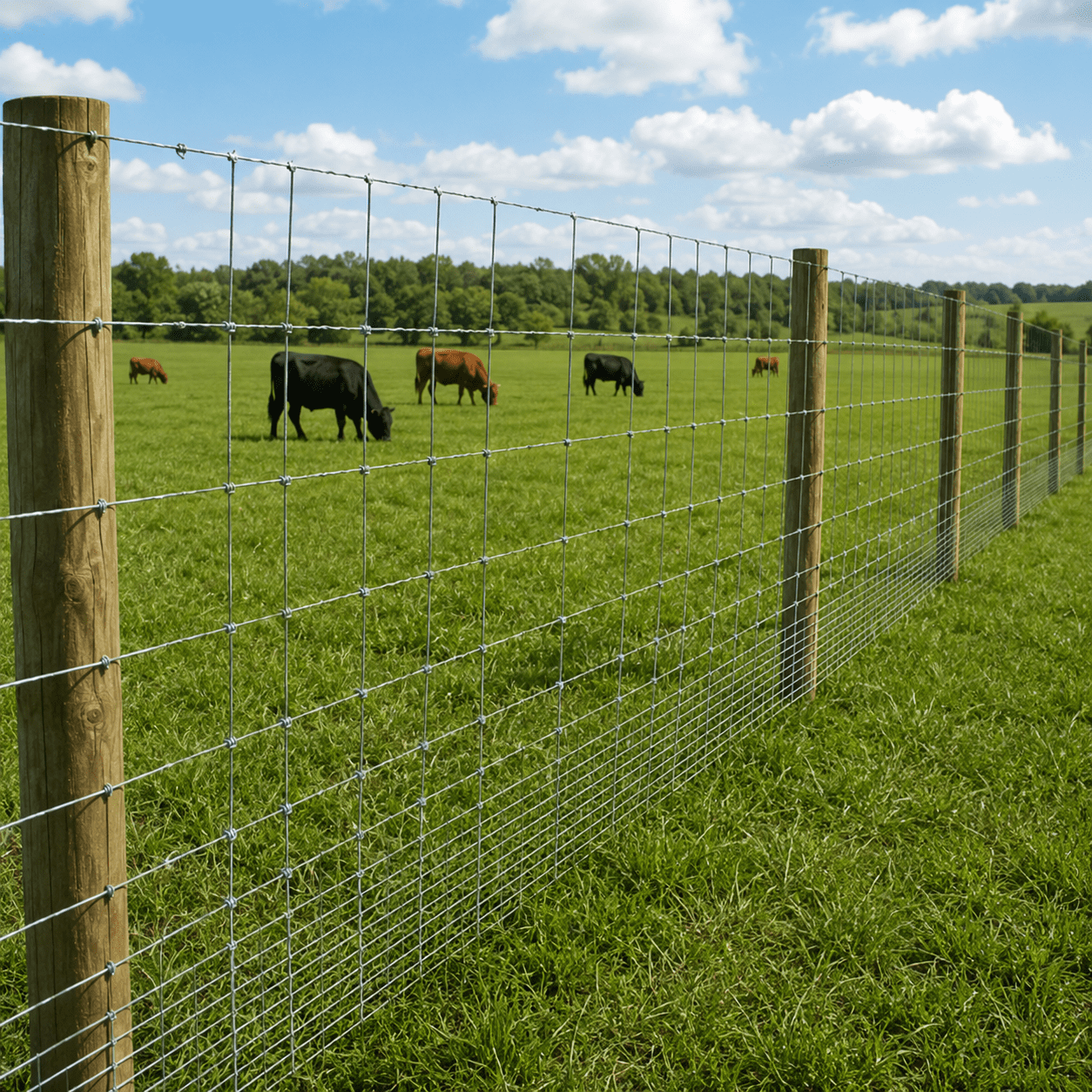 Livestock Fence with Heavy-Duty Galvanized Wire 5x164 FT, Cattle Fencing and Field Fence for Pigs Goats Sheep Deer, Silver