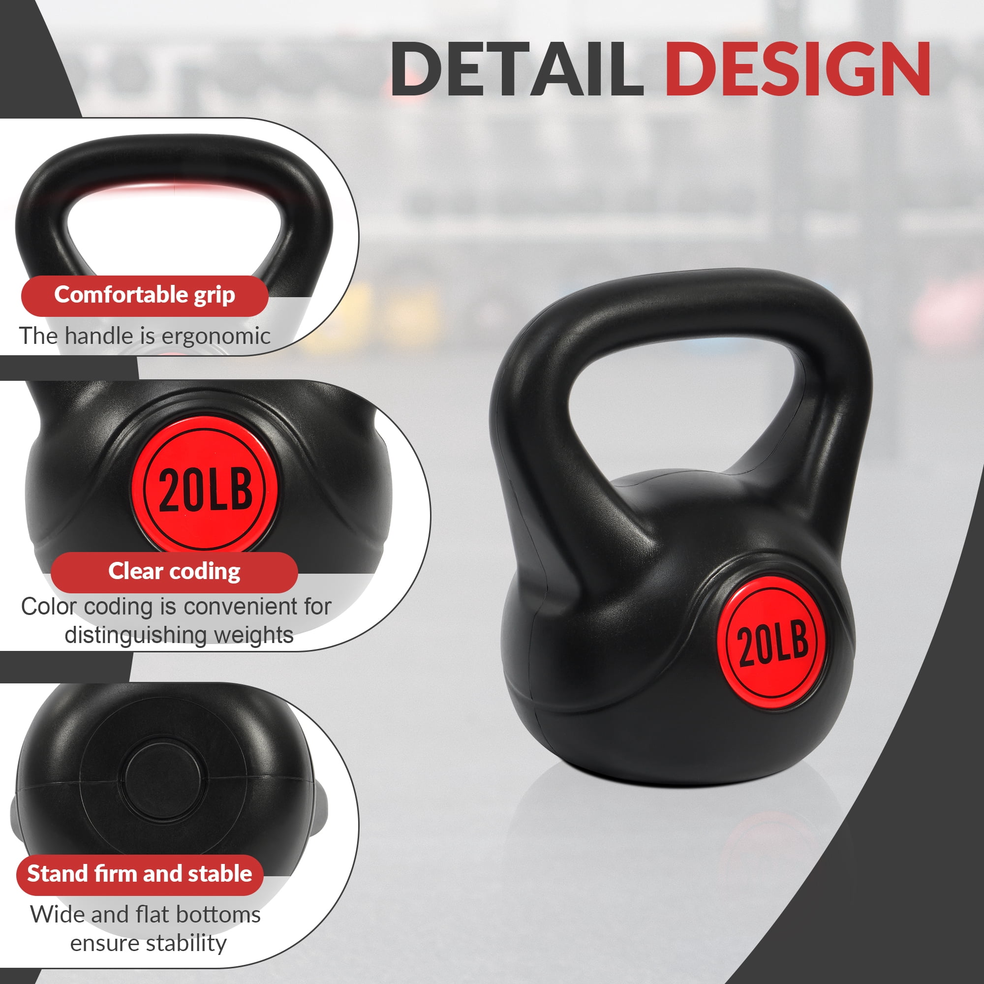 BalanceFrom Wide Grip Kettlebell Exercise Fitness Weight Set, 4-Pieces: 5lb, 10lb, 15lb and 20lb Kettlebells