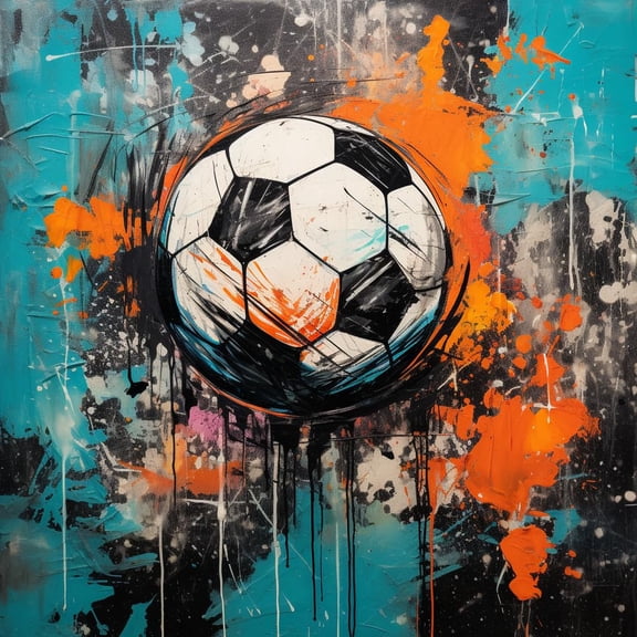 Graffiti Colorful Soccer DIY 5D Diamond Art Painting by Number Kits for Adults Paint with Full Drill Round Diamond Gems Painting Art Craft for Home Wall Decor 13.8x13.8in