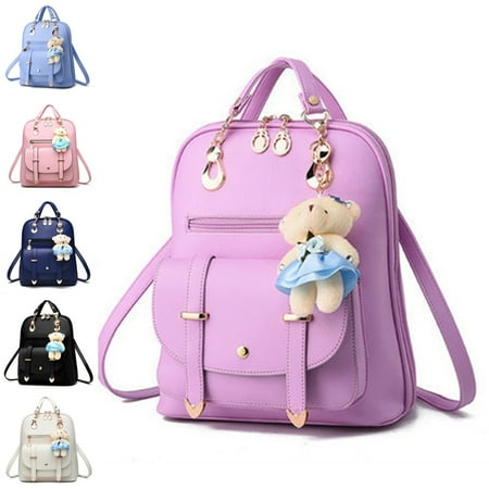 

Girls Fashion Women Backpacks School Bag with Bear Pendant