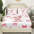 thumbnail image 3 of Erosebridal Cartoon Rabbit Twin Sheet Sets, Pink Bow-tie Bedding Twin Size, Cute Animal Decor 3pcs, 3 of 7