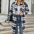 thumbnail image 5 of Womens Long Flannel Plaid Shacket Jacket Trendy Fall Long Sleeve Button Down Shirts Casual lannel Tartan Trench Coats, 5 of 7