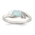 thumbnail image 1 of 925 Sterling Silver Light Blue Oval Cubic Zirconia Ring, 1 of 2
